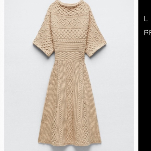 Zara MIXED WOVEN KNIT SWEATER DRESS size large - Picture 2 of 7